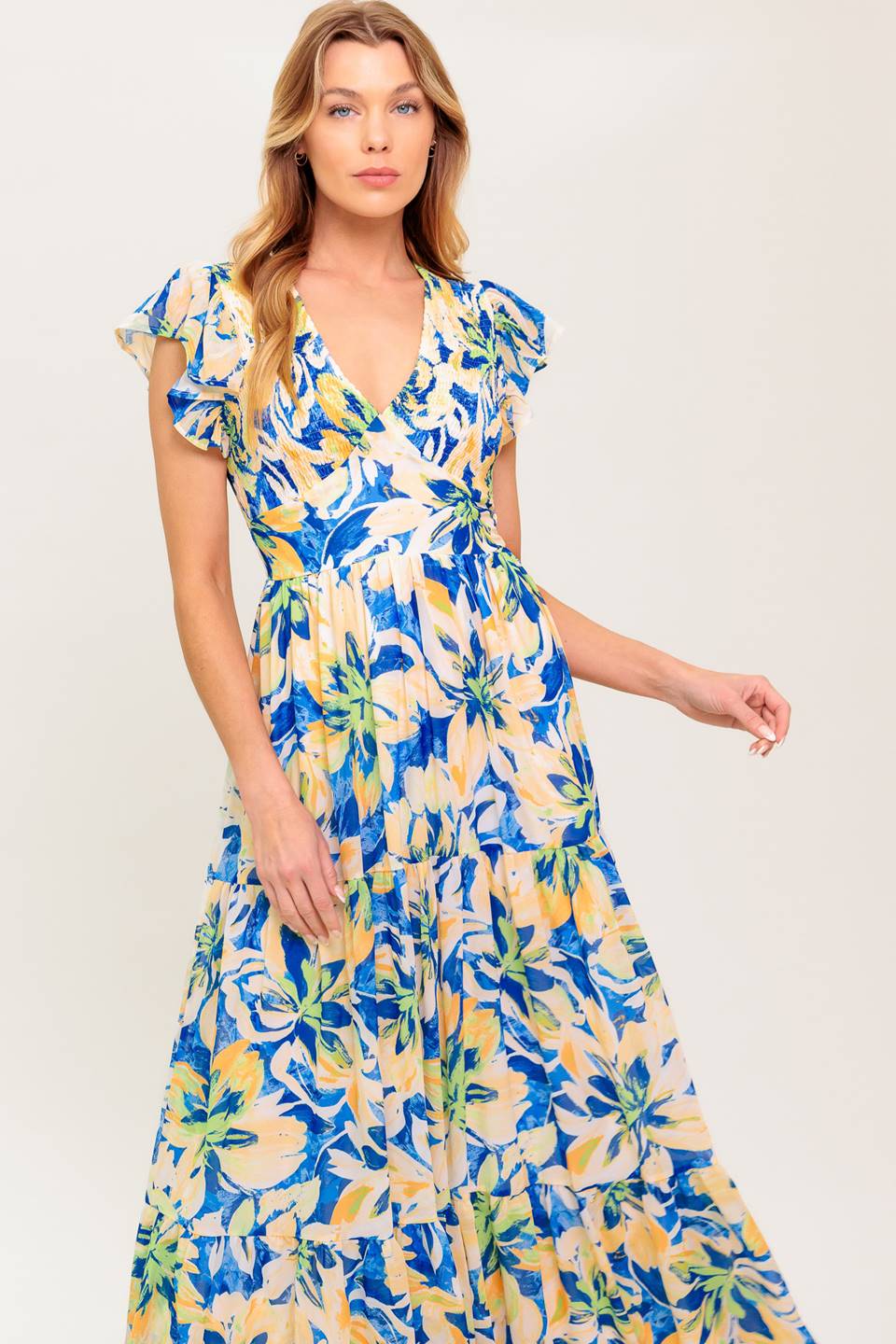 ECHOES OF YOU FLORAL WOVEN MAXI DRESS Flying Tomato